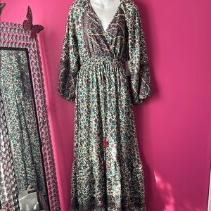 Vibrant patterned Boho maxi dress.